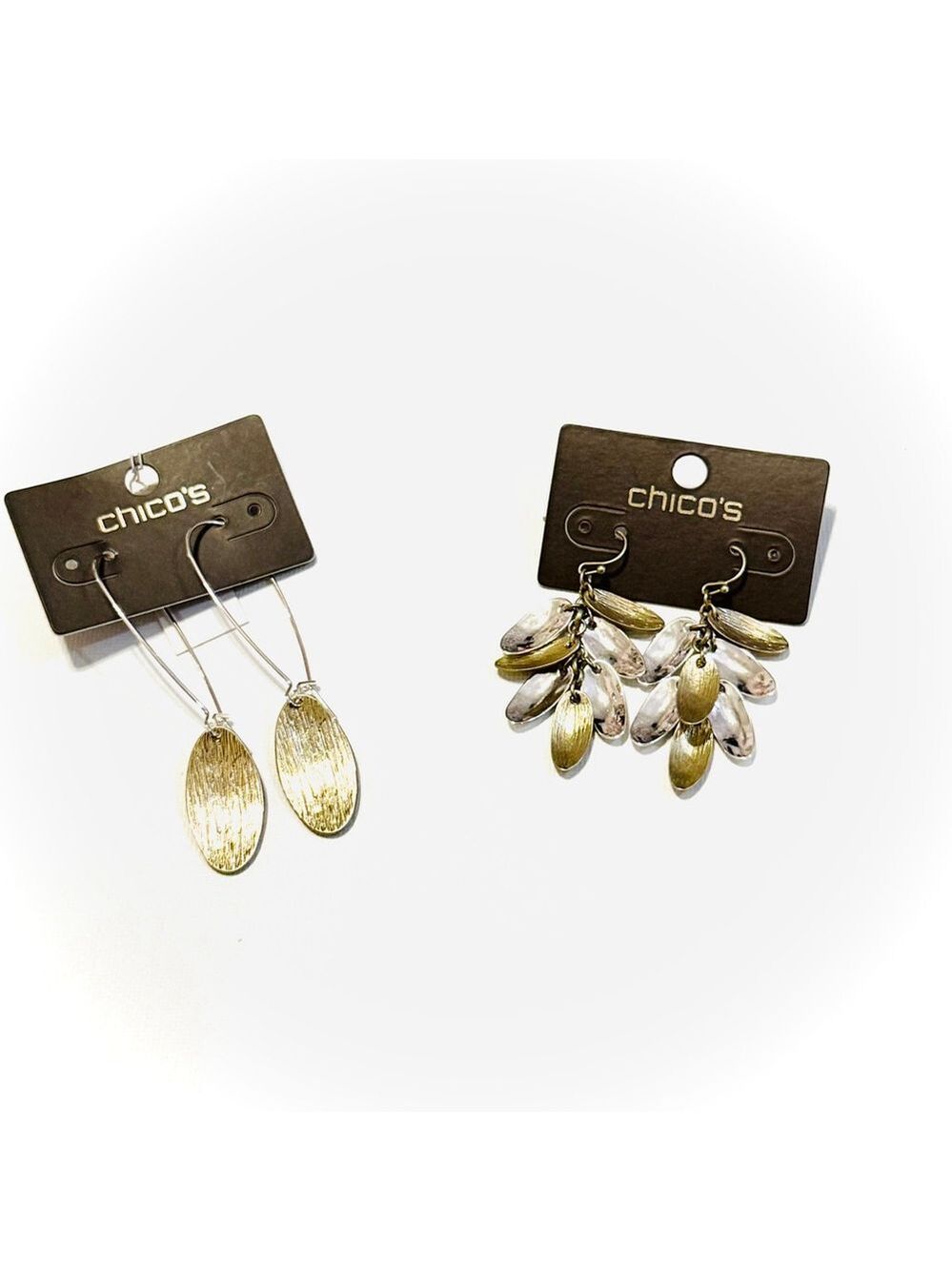 Chico's Two Tone Dangle Earrings Set of 2 NWT Gold Silver